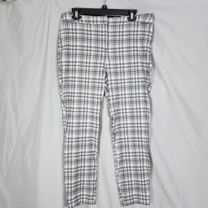 ADRIENNE VITTADINI Size 14 Black & White Plaid Rayon Blend Stretch Ankle Pants